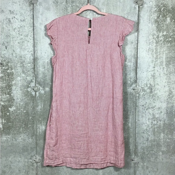 Cynthia Rowley Womens Striped Linen Mini Dress SZ M Pocket Ruffle Flutter Garden - Picture 10 of 13